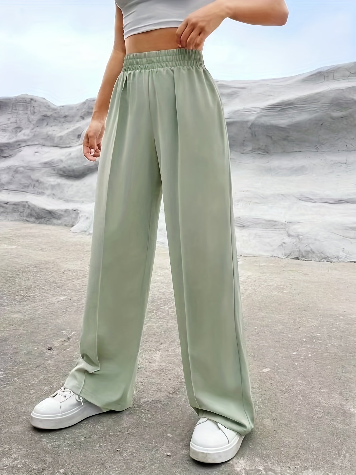 High Waist Straight Leg Pants for Women
