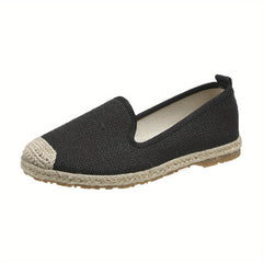 Women's Espadrille Flat Shoes Breathable Soft Sole Slip On Canvas Shoes