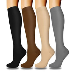 Compression Socks 4 pairs 15-20mmHg for Running Nurses Recovery
