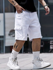 Cotton Denim Cargo Shorts Men's Street Style Shorts