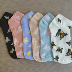 5 Pairs Butterfly Print Low Cut Ankle Socks Women's Stockings