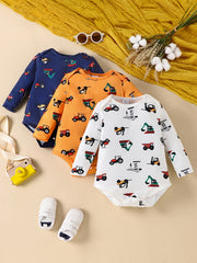 3pcs Cartoon Romper Creeper Clothes For Baby Boys And Girls