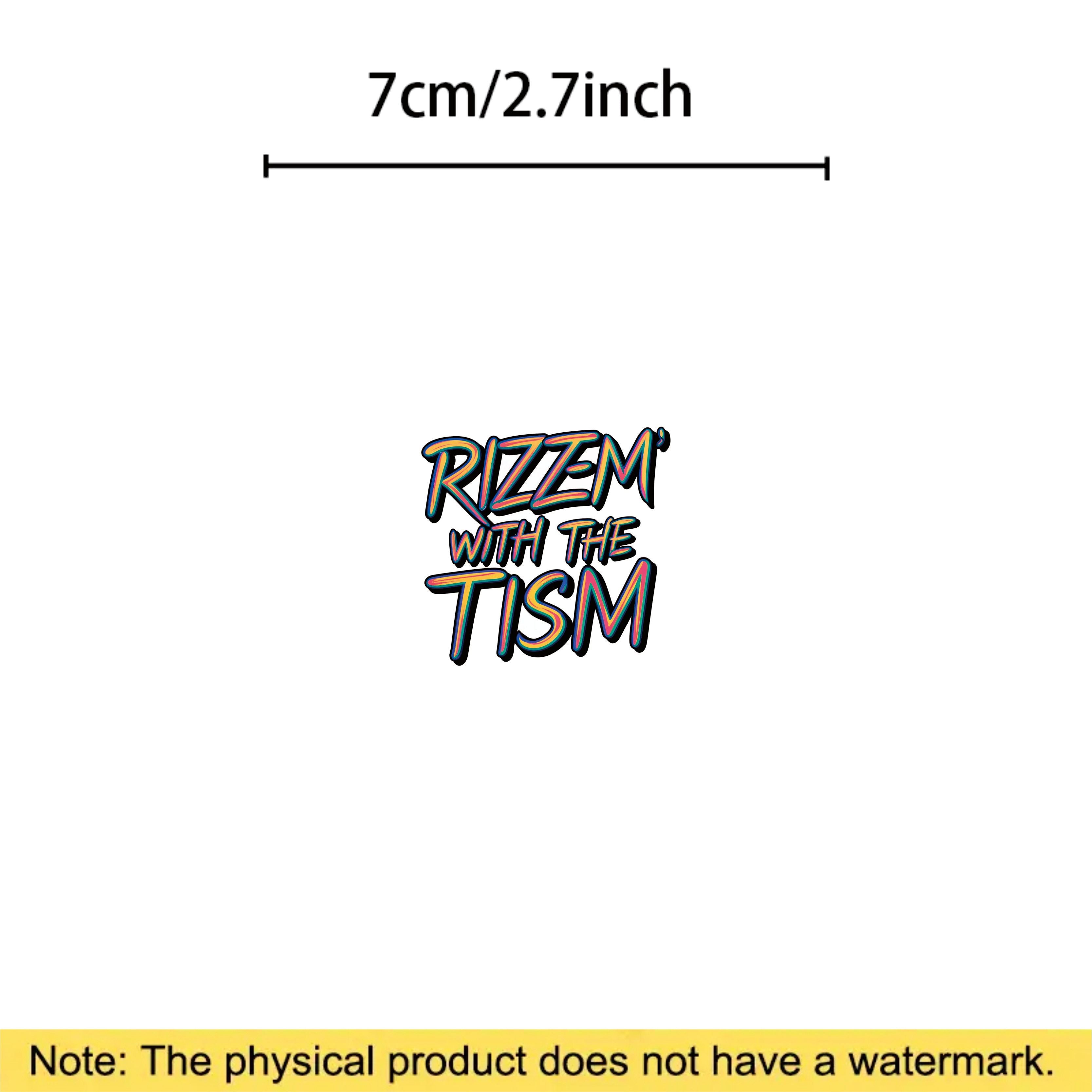 Rizz M' with the Tism Sticker Vibrant Rainbow Text Funny Autism Car Sticker