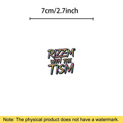 Rizz M' with the Tism Sticker Vibrant Rainbow Text Funny Autism Car Sticker
