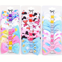 8pcs Cartoon Gradient Rainbow Bow Hair Clips Girls Accessories