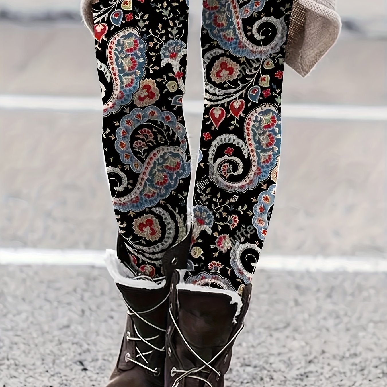 Paisley Floral Print High Rise Leggings