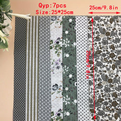 7pcs Gray Cotton Fabric Sewing Patchwork Fat Quarters Bundle DIY Craft Material