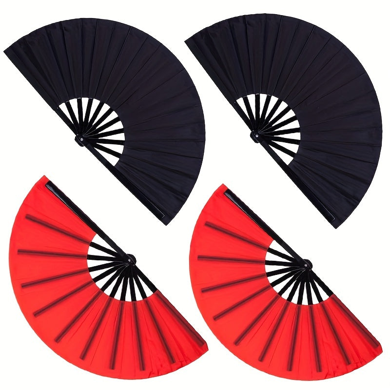 Vintage Nylon Cloth Folding Hand Fan for Men and Women