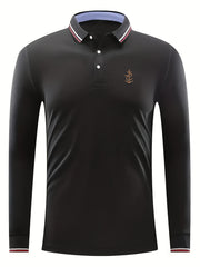 Men's Anchor Print Long Sleeve Golf Shirt