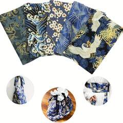 5pcs DIY Dragon Sewing Flower Cotton Fabric For Quilting Craft 7-8in 9-8in