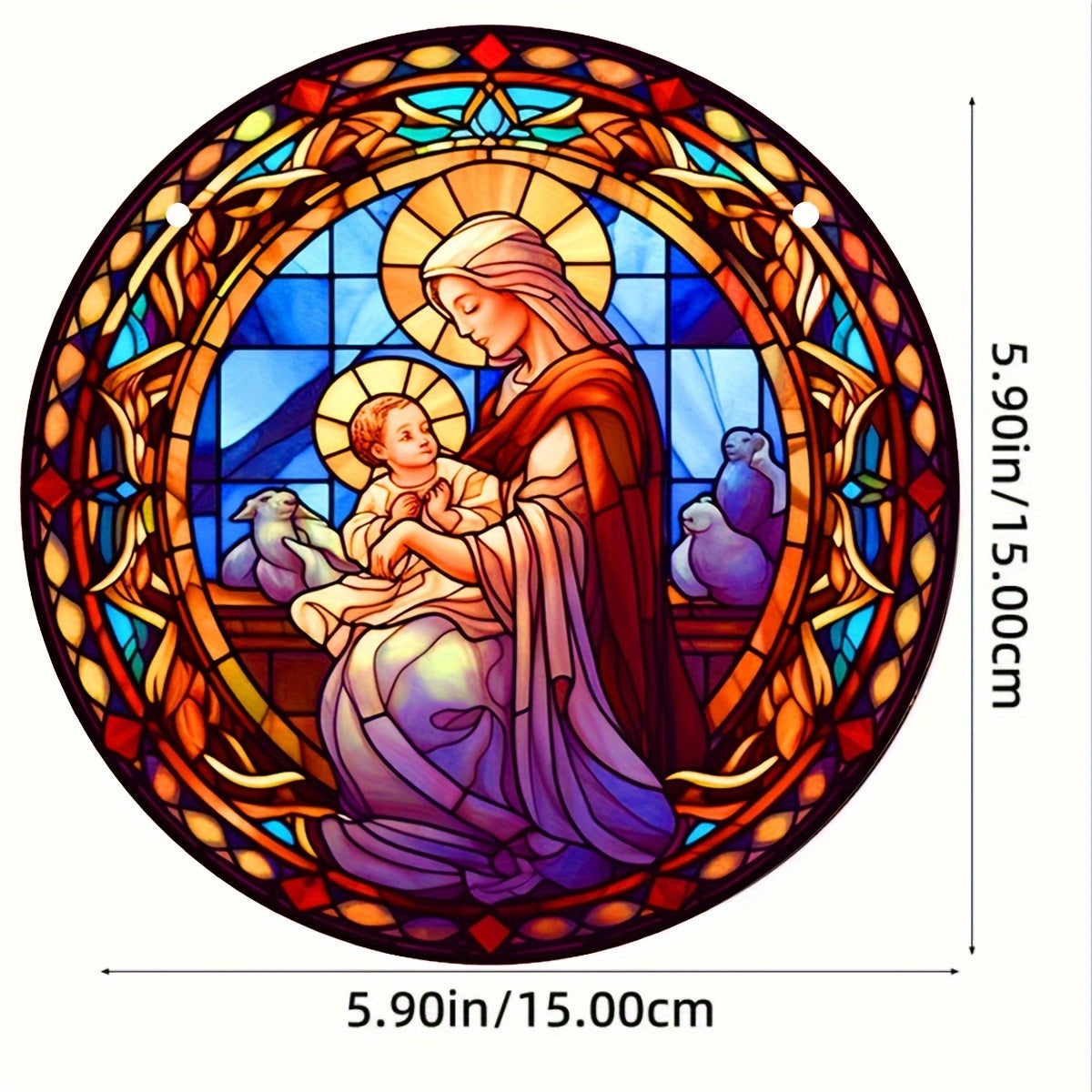 14" Jesus Acrylic Window Suncatcher Stained Panel Hanging Decor