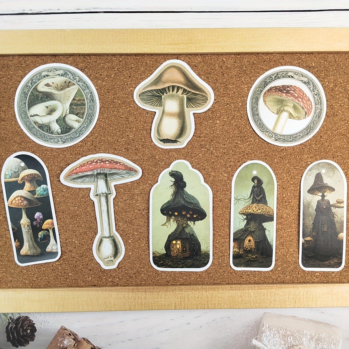 Vintage Mushrooms Nature Theme Scrapbook Stickers DIY Crafts