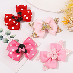 4pcs Sequin Mouse Bow Hair Clips for Girls