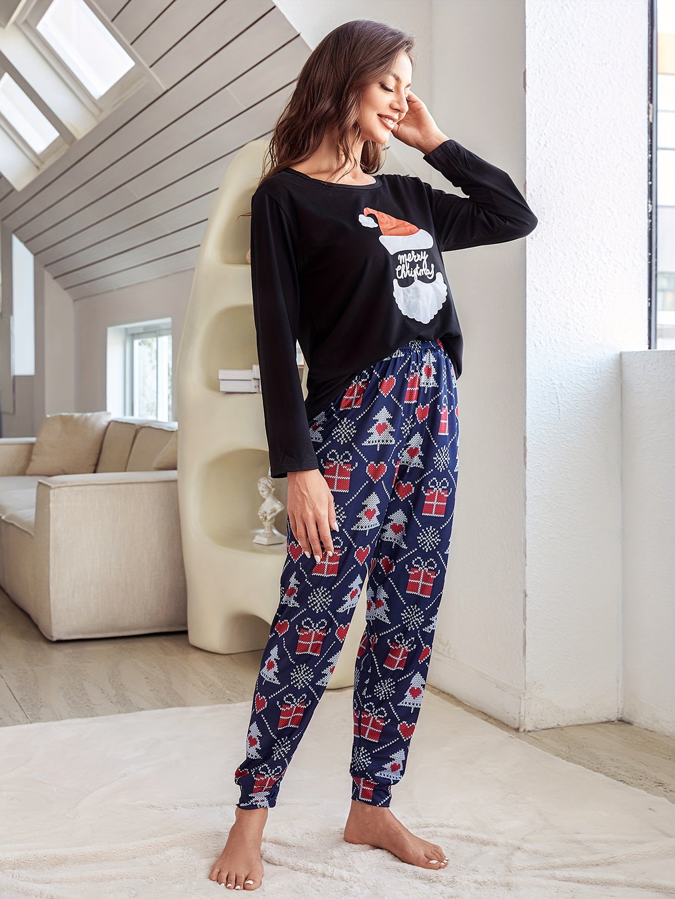 Christmas Pajama Set Long Sleeve Top & Pants Women's Sleepwear