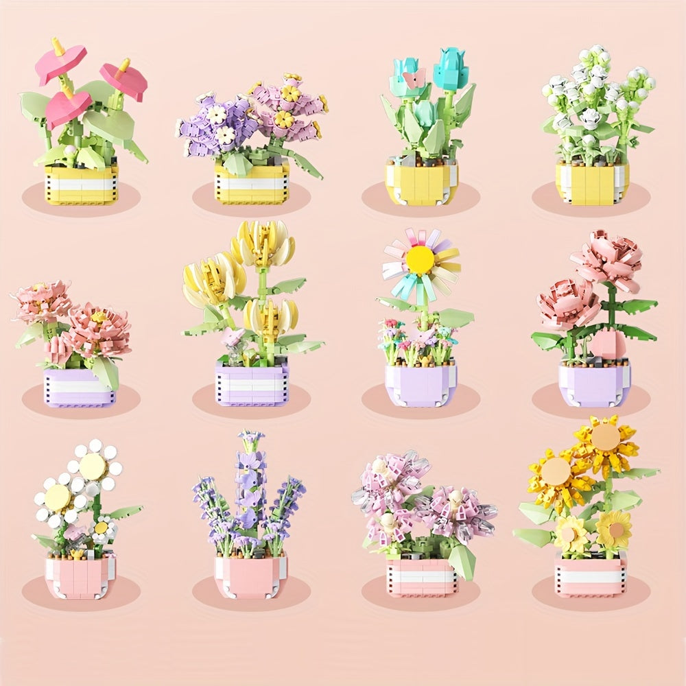 Educational Building Blocks Toy Birthday Party Gift Decoration Potted Plant
