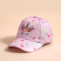 Unicorn Heart Print Kids Baseball Cap Sun Protection Hat