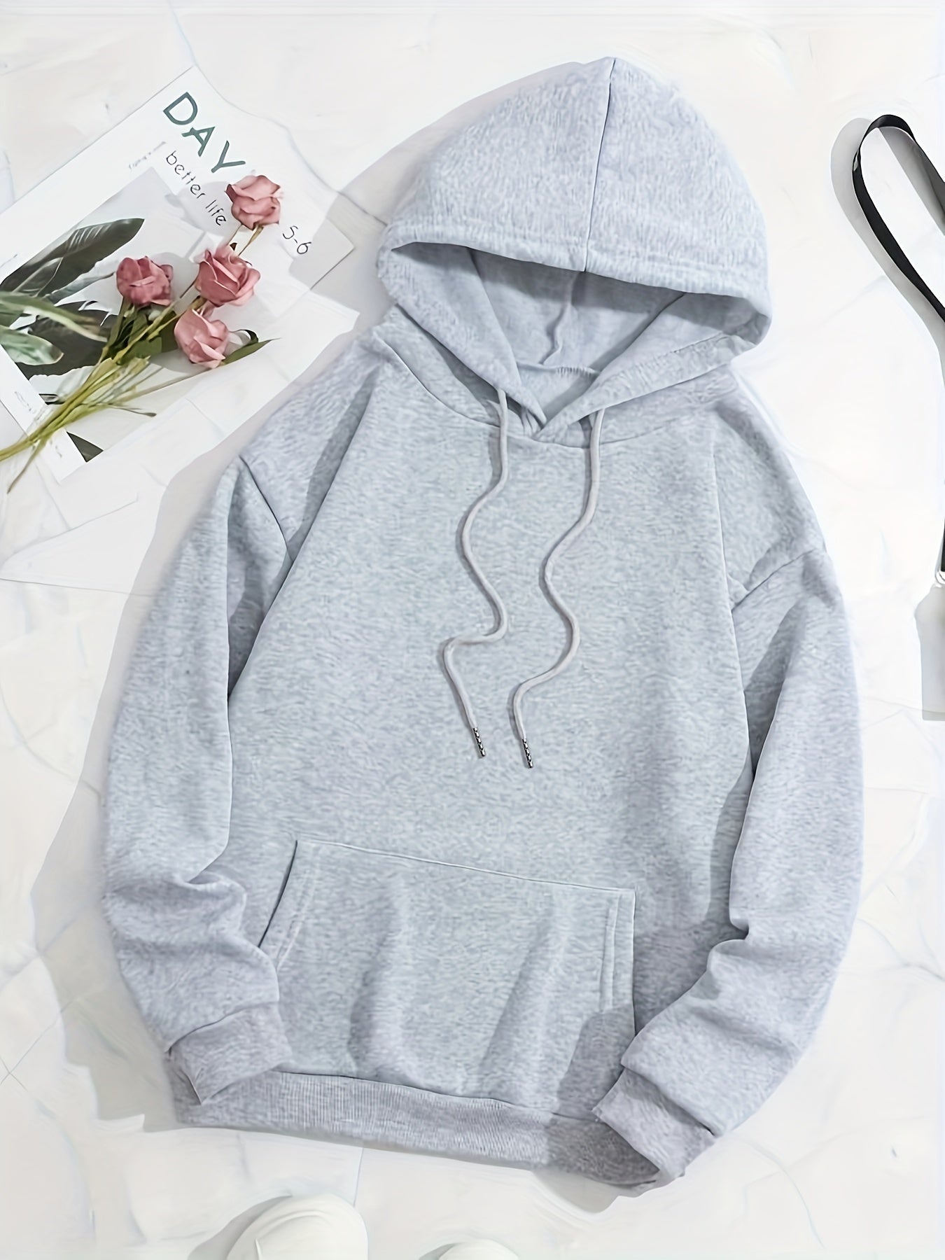 Basketball Print Kangaroo Pocket Hoodie Women's Sweatshirt