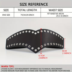 Women Wide Stretch Belt PU Leather Metal Hollow Corset Belt
