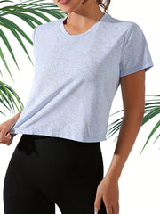 Solid Crew Neck T Shirt Casual Short Sleeve Women's T Shirt