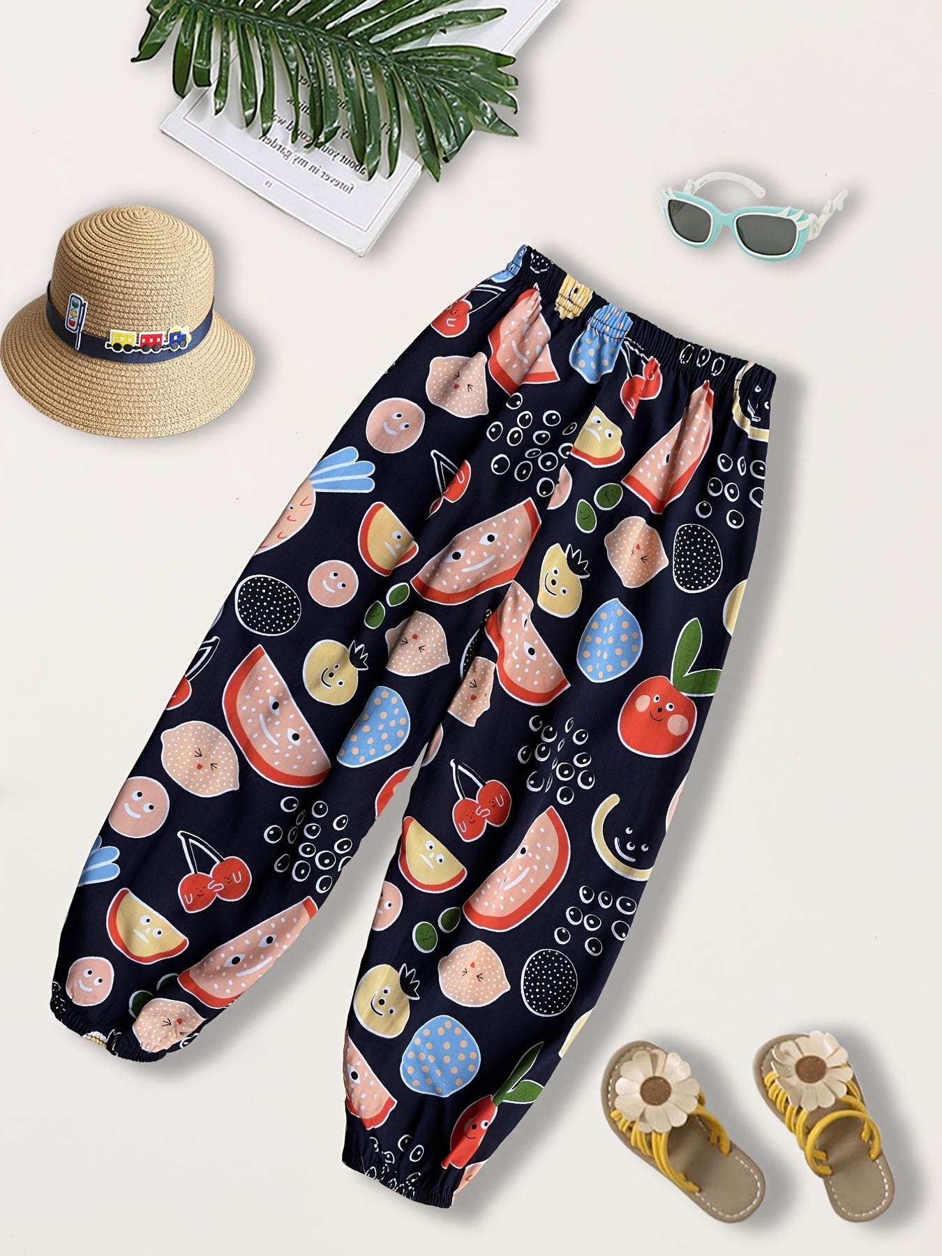 Girls Cartoon Fruit Graphic Sweatpants Loose Jogger Pants