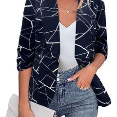 Geometric Print Long Sleeve Blazer