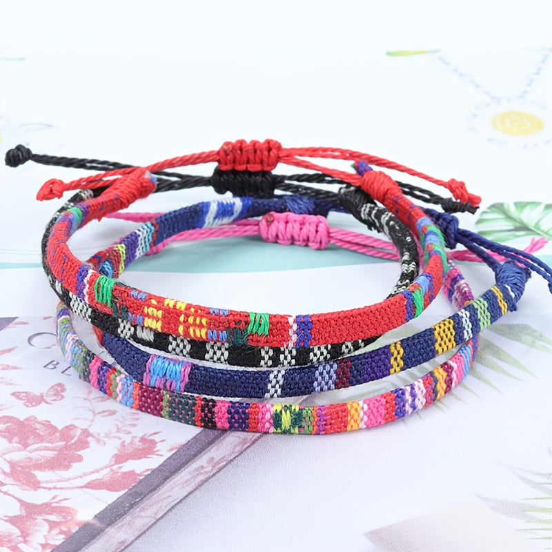 4pcs Boho Braided Rope Anklet Bracelets for Girls