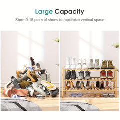 3 Tier Bamboo Shoe Rack Organize Shoes Clothes with Ease