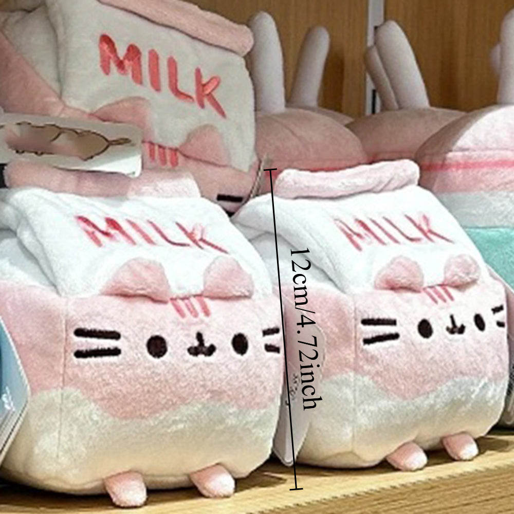 Chubby Cat Plush Toy in Milk Carton Soft Polyester Stuffed Animal