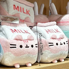 Chubby Cat Plush Toy in Milk Carton Soft Polyester Stuffed Animal