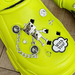 Women's Rhinestone & Robot Platform Clogs Chunky Heeled Sandals
