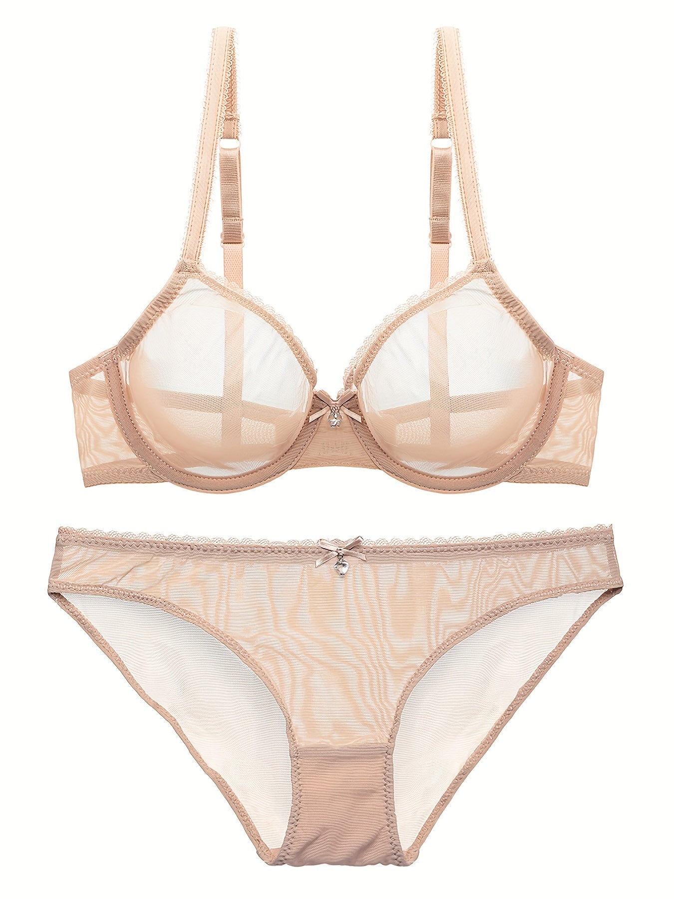Push Up Lace Mesh Bra & Panties Lingerie Set