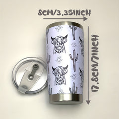 600ml Vintage Cowboy Pattern Stainless Steel Tumbler - Leakproof & Shatterproof