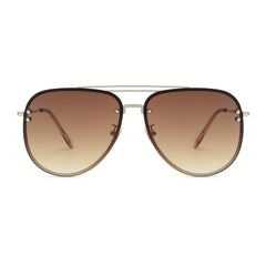 OUWEN Oversized Aviator Polarized Sunglasses Gradient Tea Lens