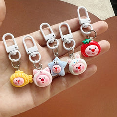 Cartoon Starfish Fish Strawberry Rabbit Keyring Charms Pendant
