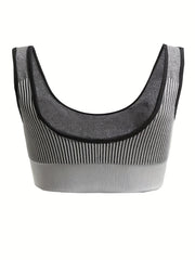2 Pack Plus Size Striped Print Sporty Bra Set Women's Plus Stretchy