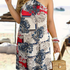 Boho Paisley Print Halter Neck Backless Dress