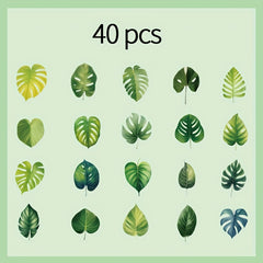 40pcs Plant Leaf Sticker Pack for Scrapbook Waterproof
