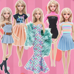 Doll Clothes Accessories Party Fishtail Dress Striped Tops Skirts