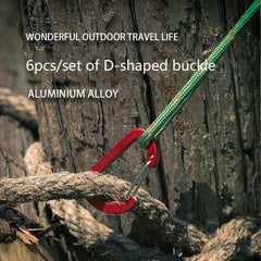 6pcs Aluminum D-Shaped Hanging Buckle Multifunctional Hook