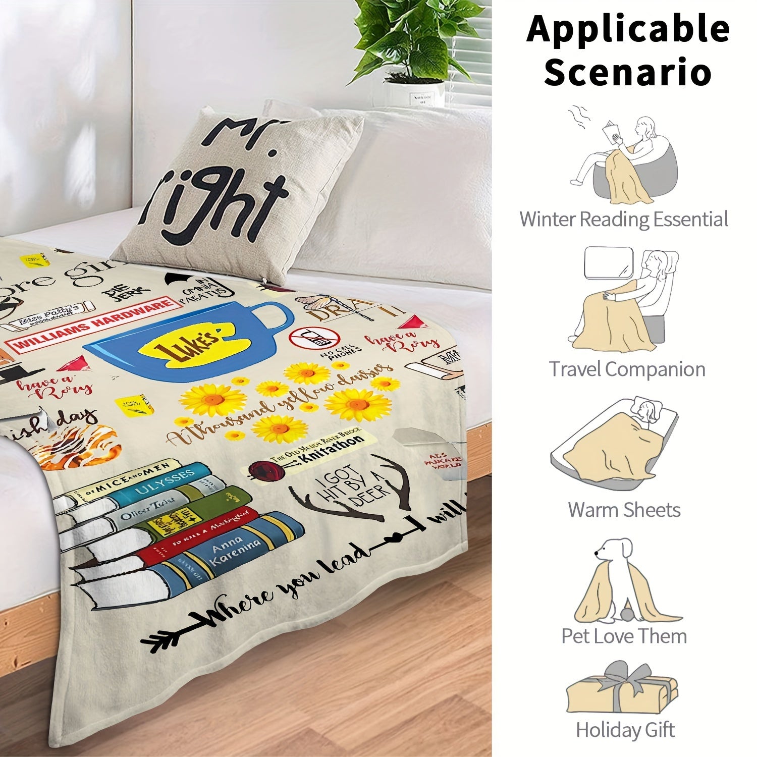 Soft Warm Flannel Blanket for Sofa Bed Living Room Outdoor Travel