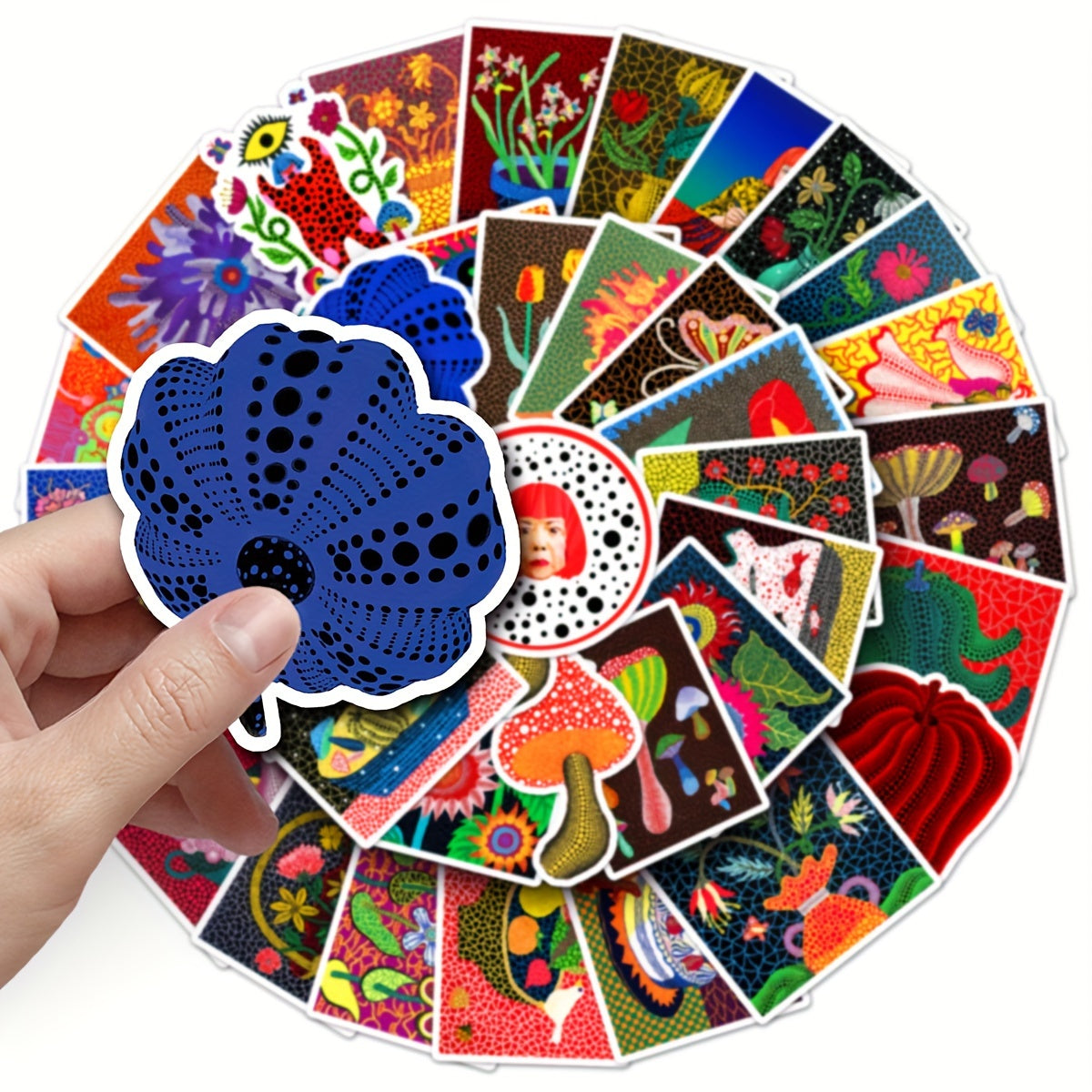 50 Hand-painted Polka Dot Stickers for Journal, Books, Cups