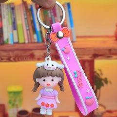 Cute Rubber Keychain Doll for Girls - Perfect for Backpacks and Keys