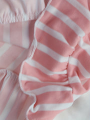 Striped Print Nightdress Sexy Ruffle Spaghetti Strap Sleep Dress