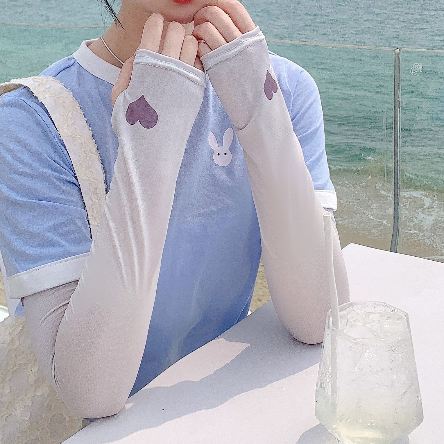 Heart Print Sunproof UV Protection Gloves for Women