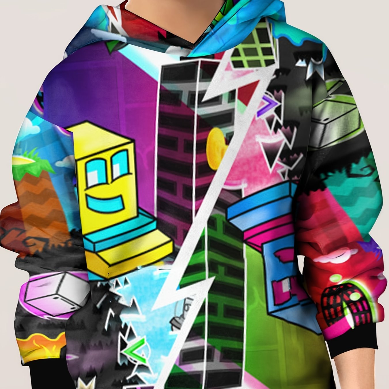Cartoon Pattern Hoodie For Kids Pullover Casual Hooded Top