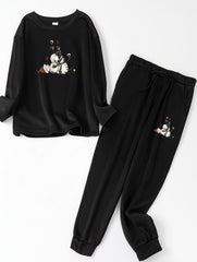 Snowman Print Fleece Top & Joggers Pajamas 2 Piece Set