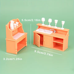 Kitchen Play Toy Cabinet Set with Wine Glasses and Sink Toys