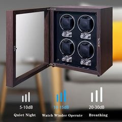 Wood Watch Winder Vertical 4 Slots Automatic Watch Box