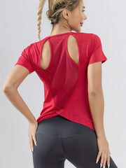 Women's Quick Dry Sports T-Shirt with Hollow Back