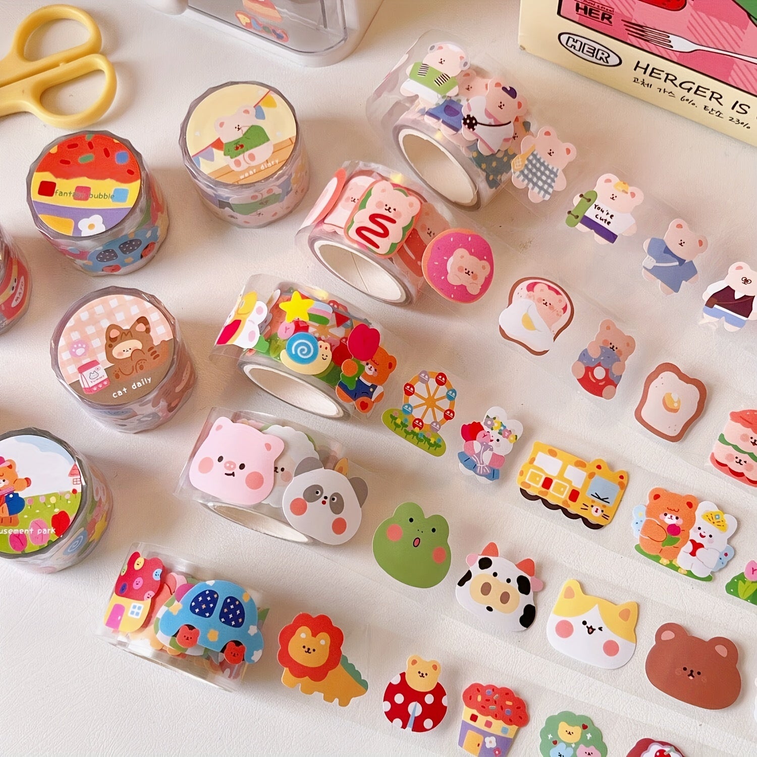 Creative Bear Tape Journal Index Stickers DIY Decoration Stickers